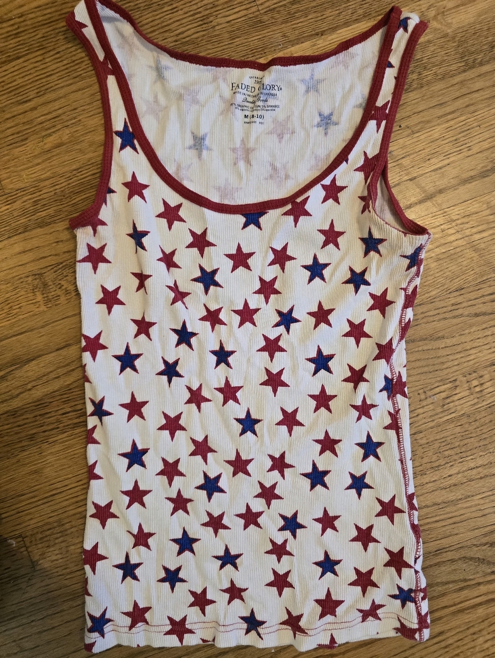 Red White & Blue Stars Cotton Tank Top Medium